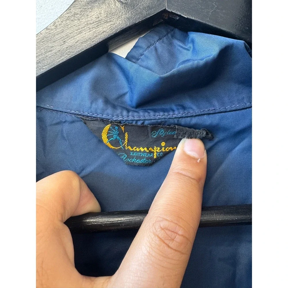 Vintage Champion Coach Jacket Mens Medium‎ Blue Northeastern Illinois 60s